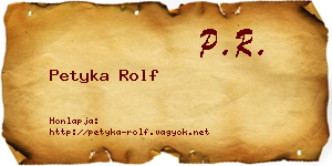 Petyka Rolf névjegykártya
